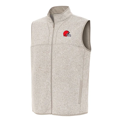 Men's Antigua Oatmeal Cleveland Browns Fortune Full-Zip Vest