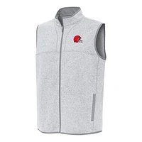 Men's Antigua Heather Cleveland Browns Fortune Full-Zip Vest