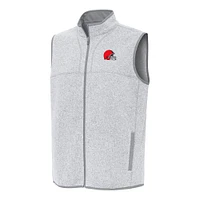 Men's Antigua Heather Cleveland Browns Fortune Full-Zip Vest
