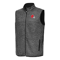 Men's Antigua Heather Cleveland Browns Fortune Full-Zip Vest