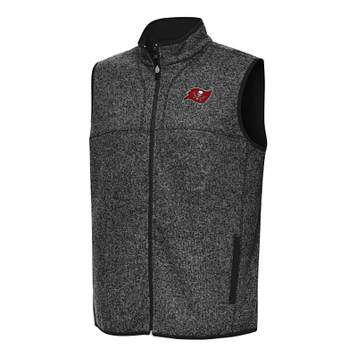 Men's Antigua  Heather Black Tampa Bay Buccaneers Fortune Full-Zip Vest
