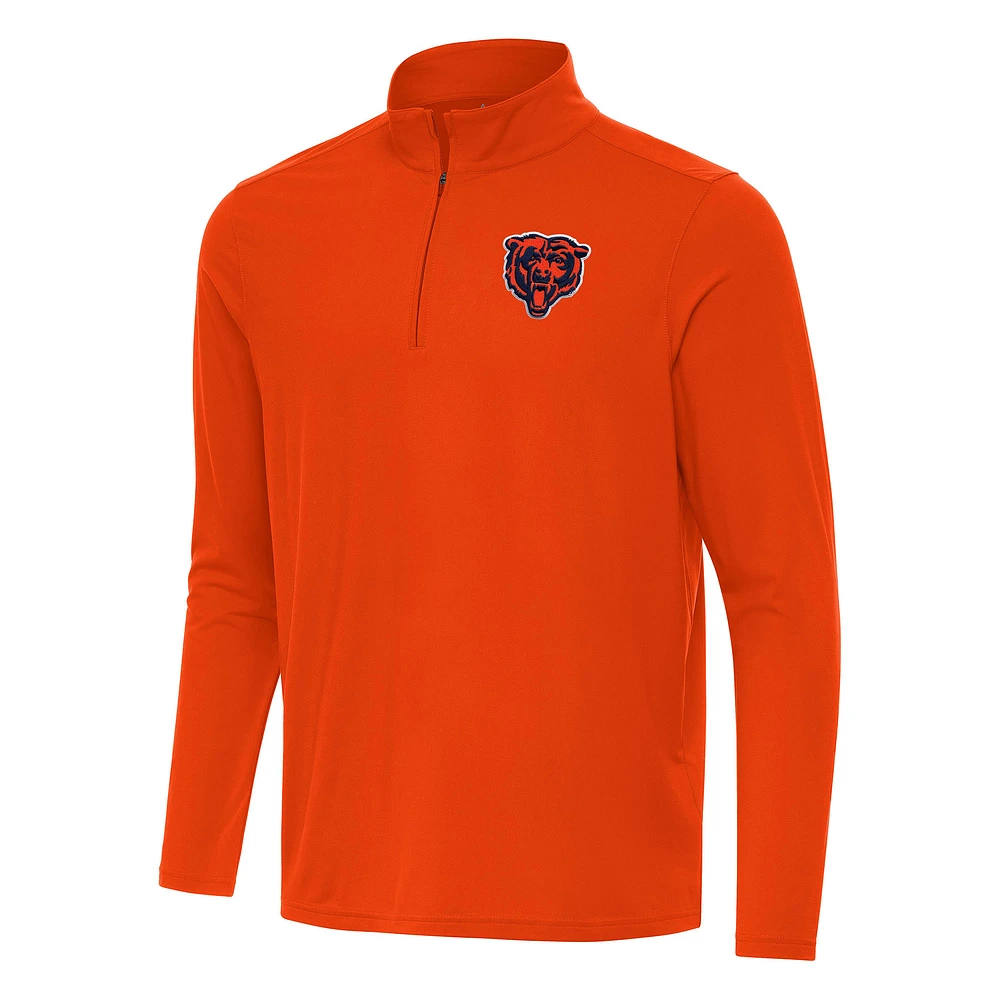Men's Antigua Orange Chicago Bears Intent Quarter-Zip Pullover Top