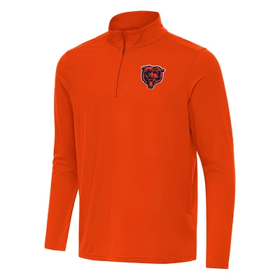 Men's Antigua Orange Chicago Bears Intent Quarter-Zip Pullover Top