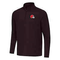 Men's Antigua Brown Cleveland Browns Intent Quarter-Zip Pullover Top