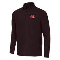Men's Antigua Brown Cleveland Browns Intent Quarter-Zip Pullover Top