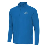 Men's Antigua Blue Detroit Lions Intent Quarter-Zip Pullover Top