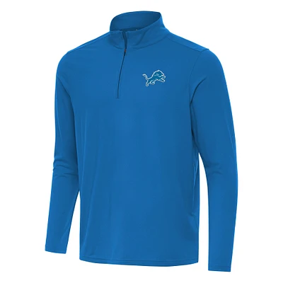 Men's Antigua Blue Detroit Lions Intent Quarter-Zip Pullover Top
