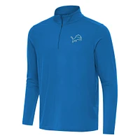 Men's Antigua Blue Detroit Lions Intent Quarter-Zip Pullover Top