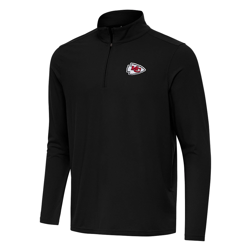 Men's Antigua Black Kansas City Chiefs Intent Quarter-Zip Pullover Top