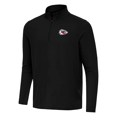Men's Antigua Black Kansas City Chiefs Intent Quarter-Zip Pullover Top
