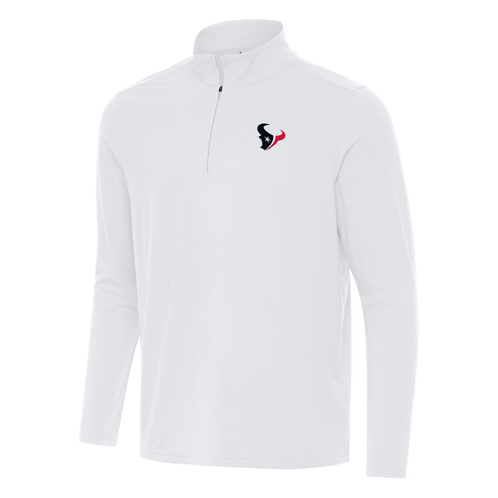 Men's Antigua White Houston Texans Intent Quarter-Zip Pullover Top