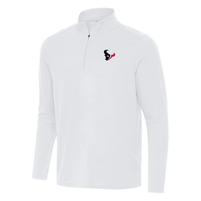 Men's Antigua White Houston Texans Intent Quarter-Zip Pullover Top