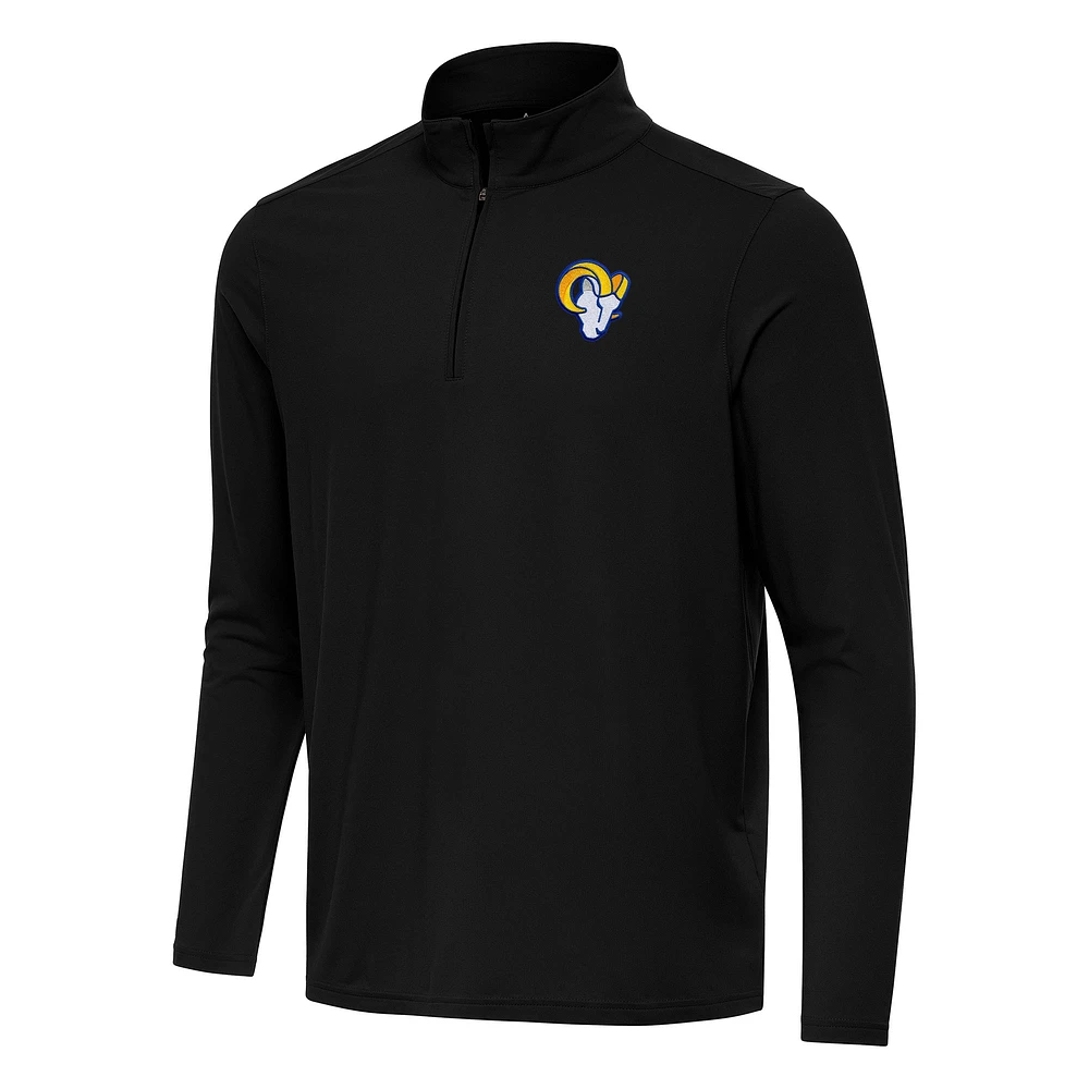 Men's Antigua Black Los Angeles Rams Intent Quarter-Zip Pullover Top