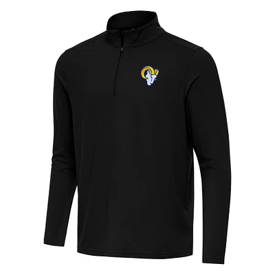 Men's Antigua Black Los Angeles Rams Intent Quarter-Zip Pullover Top