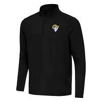 Men's Antigua Black Los Angeles Rams Intent Quarter-Zip Pullover Top