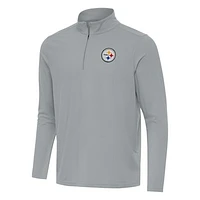 Men's Antigua Gray Pittsburgh Steelers Intent Quarter-Zip Pullover Top
