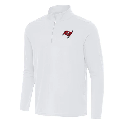 Men's Antigua White Tampa Bay Buccaneers Intent Quarter-Zip Pullover Top