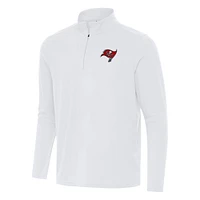 Men's Antigua White Tampa Bay Buccaneers Intent Quarter-Zip Pullover Top