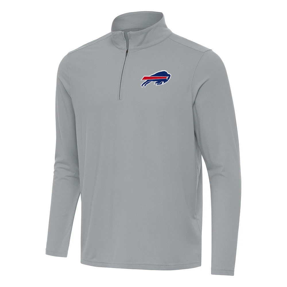 Men's Antigua Gray Buffalo Bills Intent Quarter-Zip Pullover Top
