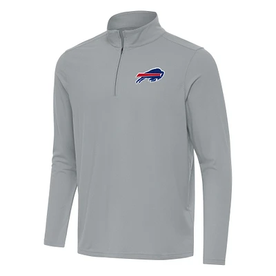 Men's Antigua Gray Buffalo Bills Intent Quarter-Zip Pullover Top