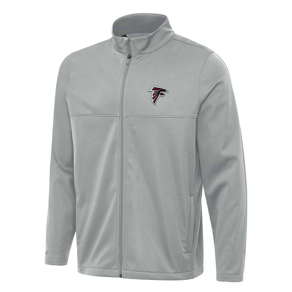 Men's Antigua Gray Atlanta Falcons Links 2 Full-Zip Golf Jacket