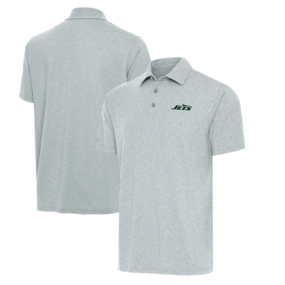 Men's Antigua Heather Gray New York Jets Big & Tall Par 3 Polo