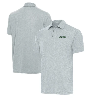 Men's Antigua Heather Gray New York Jets  Big & Tall Par 3 Polo