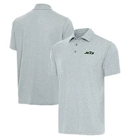 Men's Antigua Heather Gray New York Jets  Big & Tall Par 3 Polo