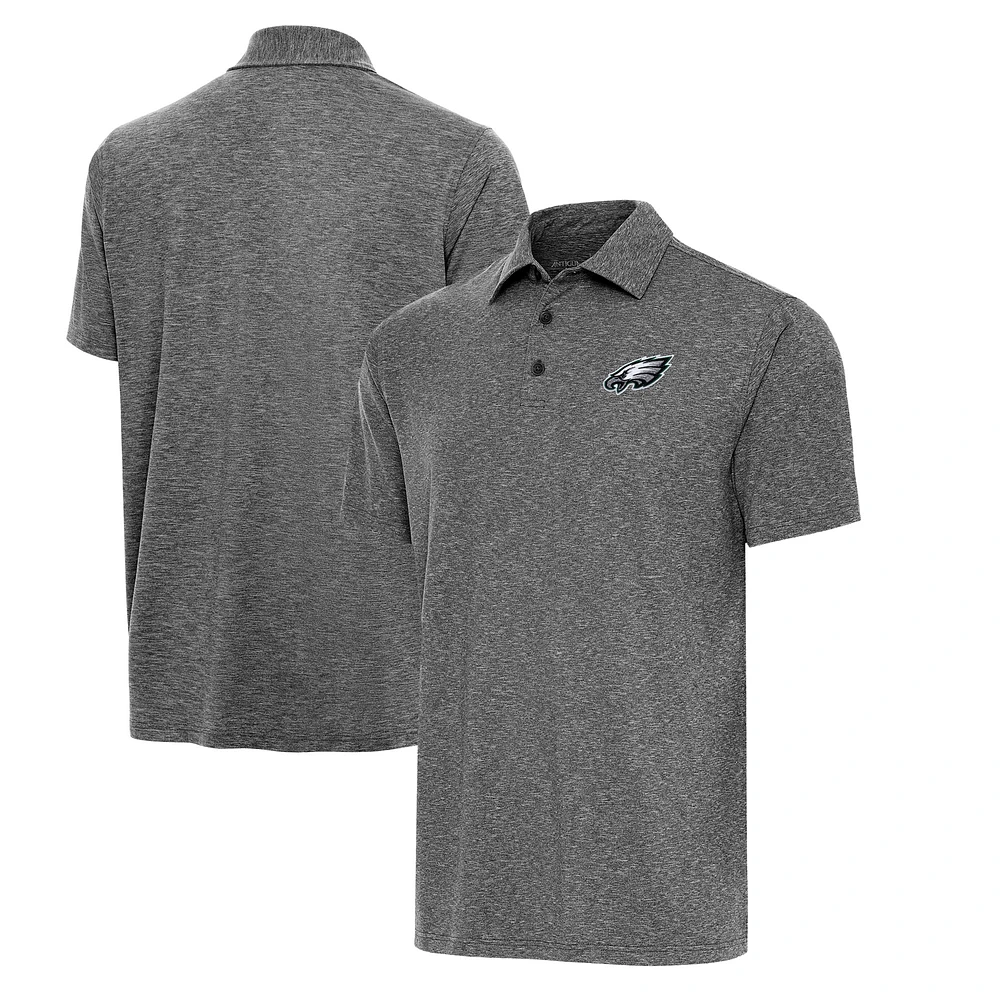 Men's Antigua Heather Black Philadelphia Eagles Big & Tall Par 3 Polo