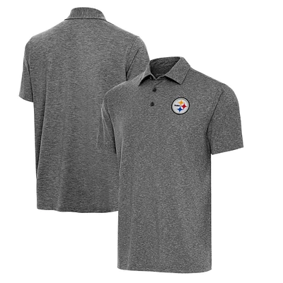 Men's Antigua Heather Black Pittsburgh Steelers  Big & Tall Par 3 Polo