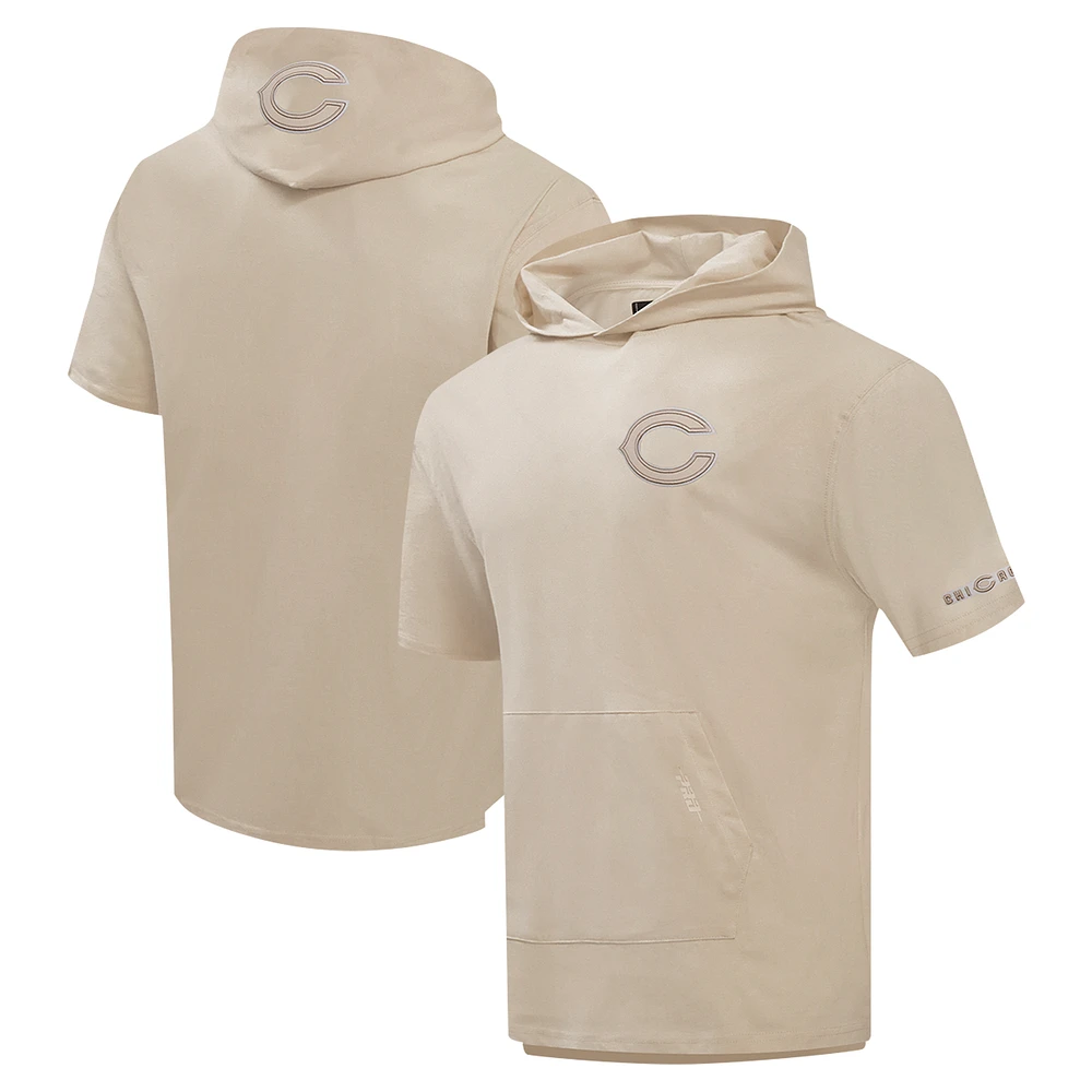 Men's Pro Standard Tan Chicago Bears Neutrals Capsule Short Sleeve Pullover Hoodie