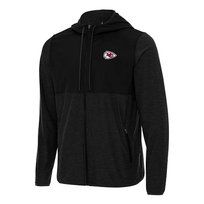 Men's Antigua Black/Charcoal Kansas City Chiefs  Sway Full-Zip Hoodie