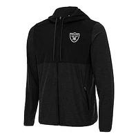Men's Antigua Black/Charcoal Las Vegas Raiders  Sway Full-Zip Hoodie