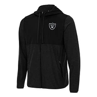 Men's Antigua Black/Charcoal Las Vegas Raiders  Sway Full-Zip Hoodie