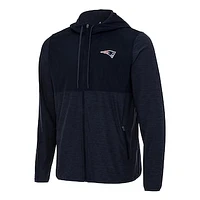 Men's Antigua Navy New England Patriots  Sway Full-Zip Hoodie