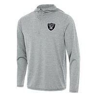 Men's Antigua Heather Gray Las Vegas Raiders  Tidy Quarter-Zip Pullover Hoodie