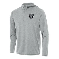 Men's Antigua Heather Gray Las Vegas Raiders  Tidy Quarter-Zip Pullover Hoodie