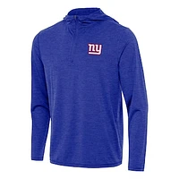 Men's Antigua Heather Royal New York Giants  Tidy Quarter-Zip Pullover Hoodie