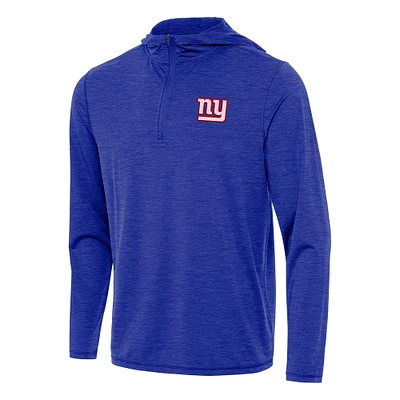 Men's Antigua Heather Royal New York Giants  Tidy Quarter-Zip Pullover Hoodie