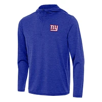 Men's Antigua Heather Royal New York Giants  Tidy Quarter-Zip Pullover Hoodie