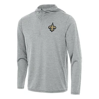 Men's Antigua Heather Gray New Orleans Saints  Tidy Quarter-Zip Pullover Hoodie