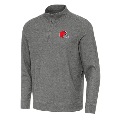Men's Antigua Heather Cleveland Browns Subtle Quarter-Zip Top