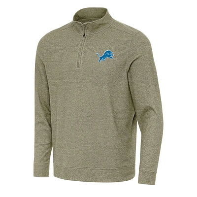 Men's Antigua Olive Detroit Lions Subtle Quarter-Zip Top