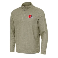 Men's Antigua Olive Cleveland Browns Subtle Quarter-Zip Top