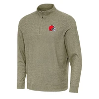 Men's Antigua Olive Cleveland Browns Subtle Quarter-Zip Top