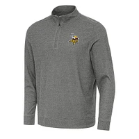 Men's Antigua Heather Minnesota Vikings Subtle Quarter-Zip Top