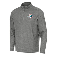 Men's Antigua Heather Miami Dolphins Subtle Quarter-Zip Top