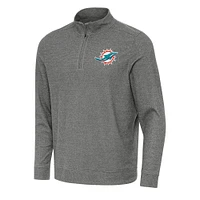 Men's Antigua Heather Miami Dolphins Subtle Quarter-Zip Top