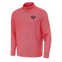 Men's Antigua Heather Red Tampa Bay Buccaneers Subtle Quarter-Zip Top