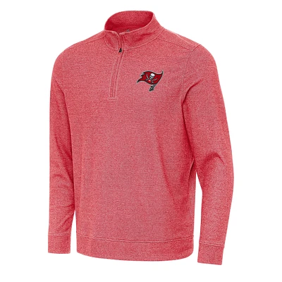Men's Antigua Heather Red Tampa Bay Buccaneers Subtle Quarter-Zip Top